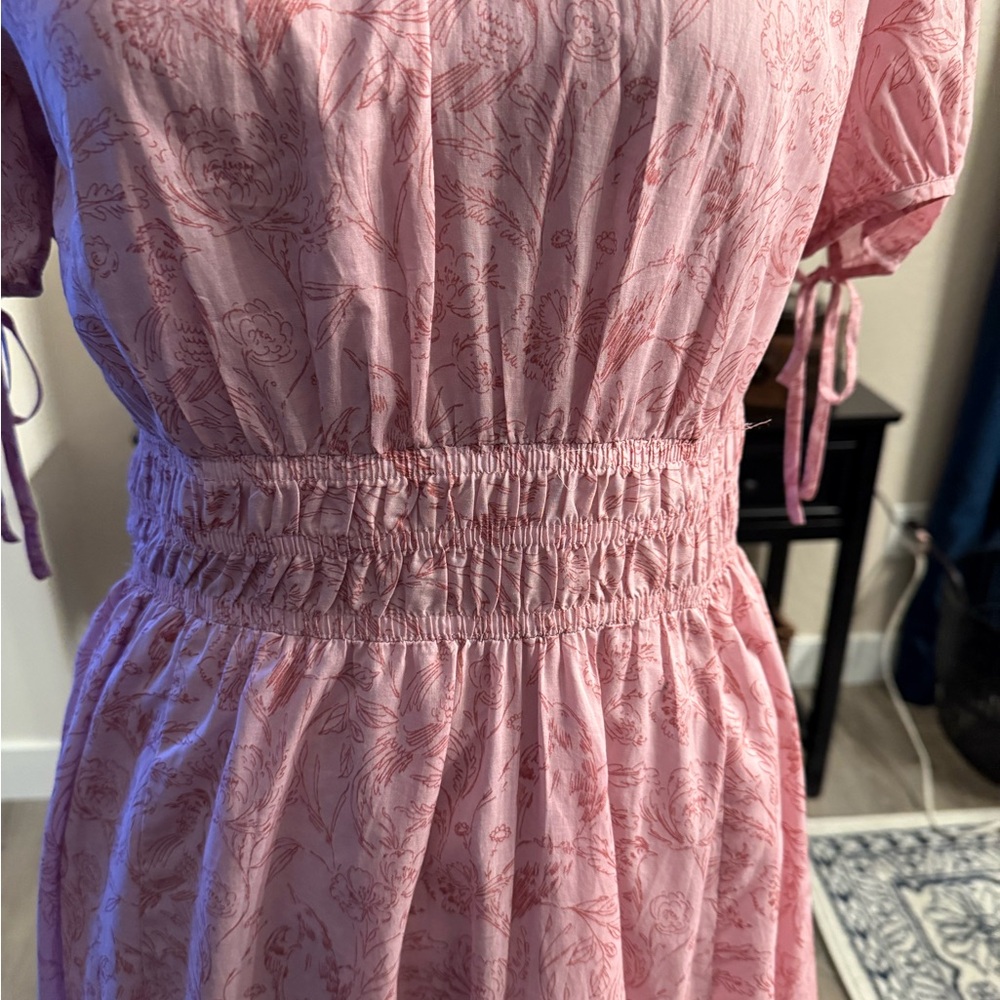 Gal Meets Glam Giselle Pink Smocked Tiered Midi Dress - Size 12 - Picture 3 of 10